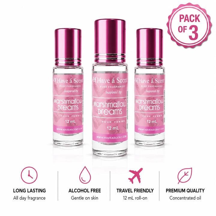 Marshmallow Dreams Perfume Oil Set – 3 Long-Lasting Roll-On Fragrance Oils
