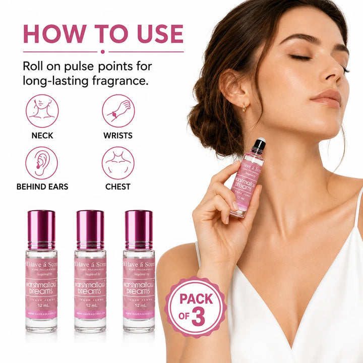 Marshmallow Dreams Perfume Oil Set – 3 Long-Lasting Roll-On Fragrance Oils