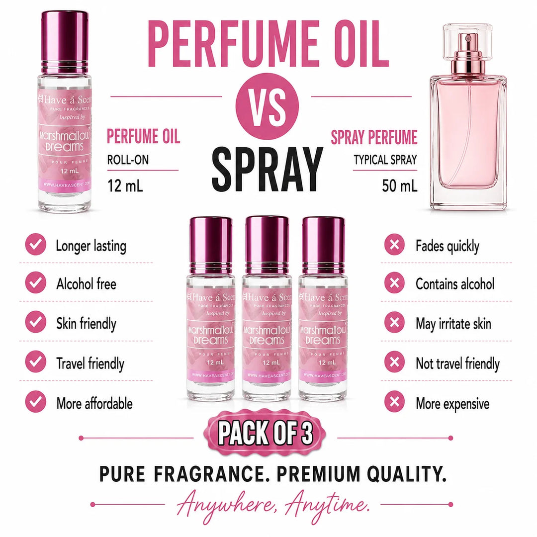 Marshmallow Dreams Perfume Oil Set – 3 Long-Lasting Roll-On Fragrance Oils