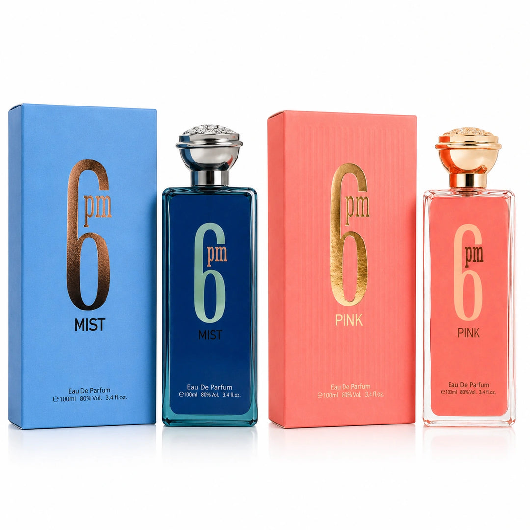 6 PM Mist &amp; 6 PM Pink Perfume Gift Set for Women – 2 x 3.4 Fl Oz (100ml) Eau de Parfum – Long Lasting Floral Fruity Sweet Perfume Collection for Women