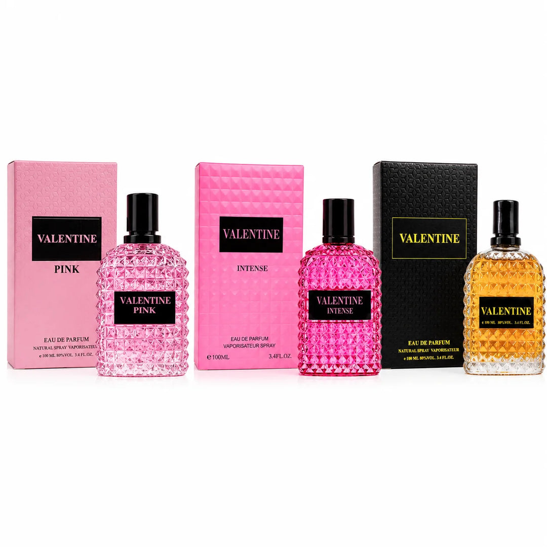 Valentine Perfume Gift Set for Women | Pink, Intense &amp; Classic Eau De Parfum Collection | 3-Piece Long Lasting Women&