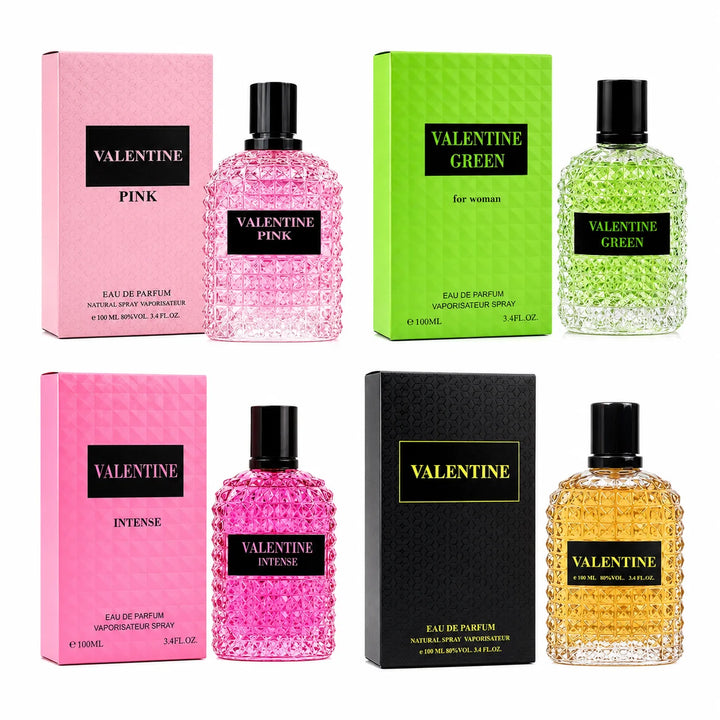 Valentine Perfume Gift Set for Women | Pink, Green, Intense &amp; Classic Eau De Parfum Collection | 4-Piece Long Lasting Women&
