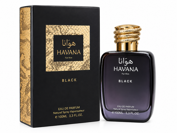 Havana Black Eau de Parfum for Men, Long Lasting Woody Amber Cologne Spray, Premium Masculine Fragrance with Fresh Citrus, Spicy & Smoky Notes, 3.3 Fl Oz (100ml)