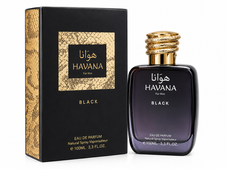 Havana Black Eau de Parfum for Men, Long Lasting Woody Amber Cologne Spray, Premium Masculine Fragrance with Fresh Citrus, Spicy &amp; Smoky Notes, 3.3 Fl Oz (100ml)