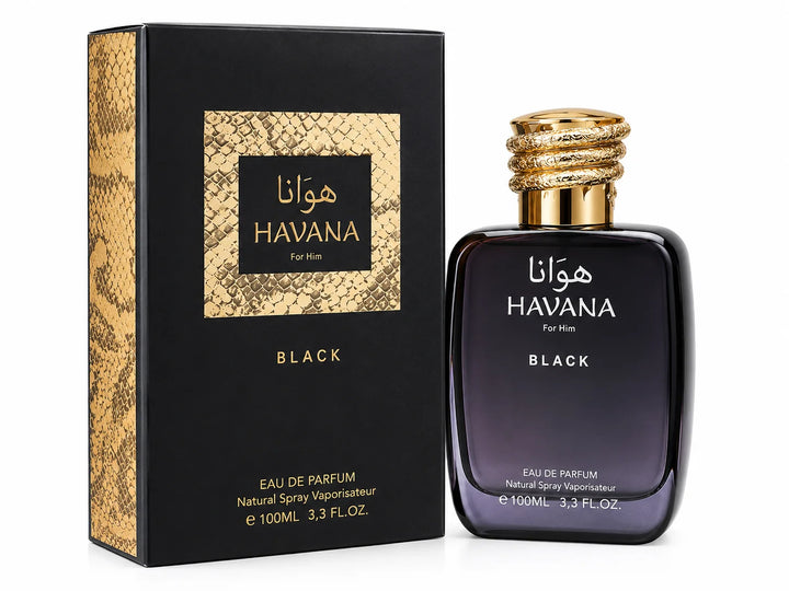 Havana Black Eau de Parfum for Men, Long Lasting Woody Amber Cologne Spray, Premium Masculine Fragrance with Fresh Citrus, Spicy &amp; Smoky Notes, 3.3 Fl Oz (100ml)