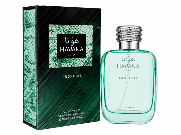 Havana Tropical Eau de Parfum for Men, Long Lasting Fresh Tropical Woody Cologne Spray, Premium Citrus Aromatic Masculine Fragrance, 3.3 Fl Oz (100ml)