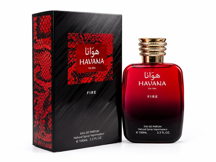 Havana Fire Eau de Parfum for Men, Long Lasting Warm Spicy Woody Cologne Spray, Premium Masculine Fragrance, Everyday &amp; Evening Wear, 3.3 Fl Oz (100ml)