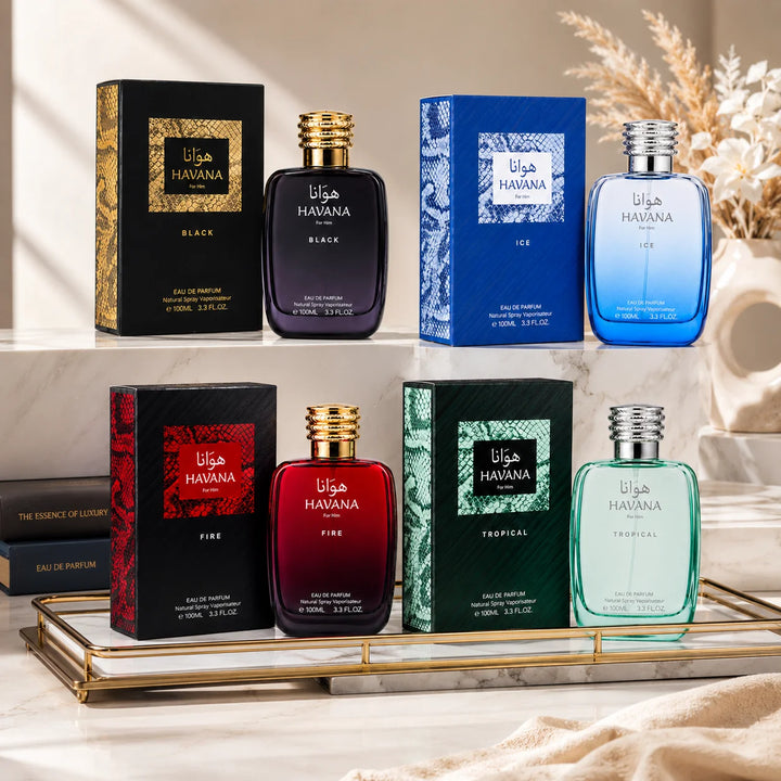 HAVANA Signature Collection for Men – 4-Piece Eau de Parfum Gift Set Featuring Black, Ice, Fire &amp; Tropical, Long Lasting Men&