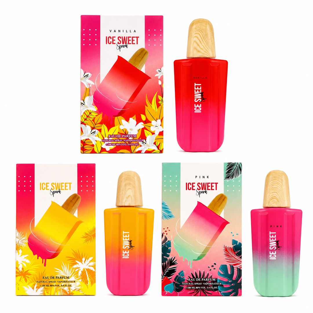 Ice Sweet Spark Perfume Gift Set for Women | Vanilla, Original &amp; Pink Eau de Parfum Collection | 3-Pack Long Lasting Sweet Fruity Floral Fragrance Spray | 3 x 3.4 Fl Oz (100ml)