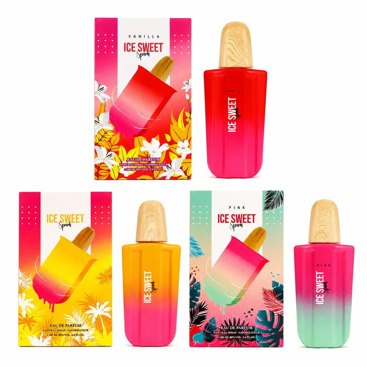 Ice Sweet Spark Perfume Gift Set for Women | Vanilla, Original &amp; Pink Eau de Parfum Collection | 3-Pack Long Lasting Sweet Fruity Floral Fragrance Spray | 3 x 3.4 Fl Oz (100ml)