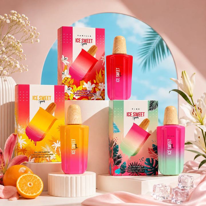 Ice Sweet Spark Perfume Gift Set for Women | Vanilla, Original &amp; Pink Eau de Parfum Collection | 3-Pack Long Lasting Sweet Fruity Floral Fragrance Spray | 3 x 3.4 Fl Oz (100ml)