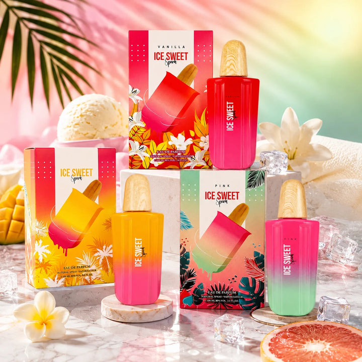 Ice Sweet Spark Perfume Gift Set for Women | Vanilla, Original &amp; Pink Eau de Parfum Collection | 3-Pack Long Lasting Sweet Fruity Floral Fragrance Spray | 3 x 3.4 Fl Oz (100ml)