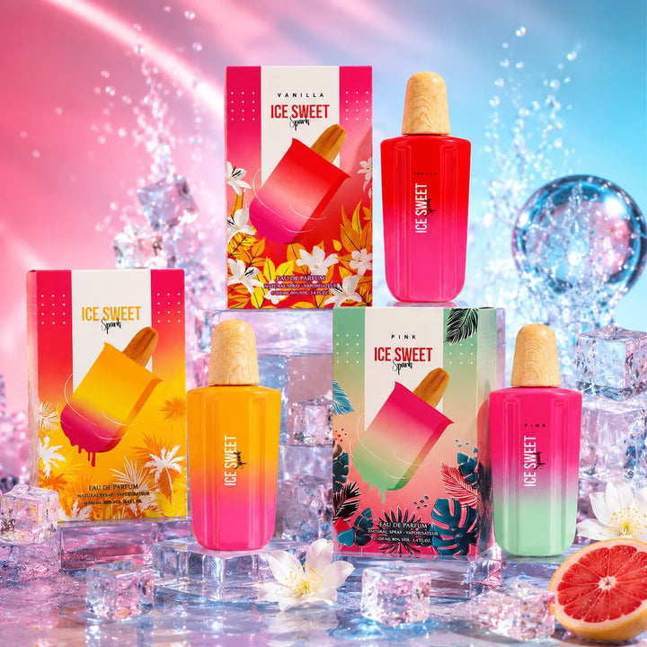 Ice Sweet Spark Perfume Gift Set for Women | Vanilla, Original &amp; Pink Eau de Parfum Collection | 3-Pack Long Lasting Sweet Fruity Floral Fragrance Spray | 3 x 3.4 Fl Oz (100ml)