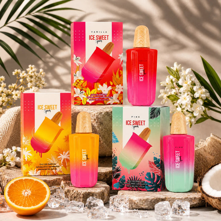 Ice Sweet Spark Perfume Gift Set for Women | Vanilla, Original &amp; Pink Eau de Parfum Collection | 3-Pack Long Lasting Sweet Fruity Floral Fragrance Spray | 3 x 3.4 Fl Oz (100ml)