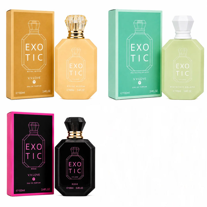 Royal Bloom, Pistachio Gelato &amp; Rose Eau de Parfum Gift Set for Women – 3 Pack 100ml / 3.4 Fl Oz Each Floral &amp; Gourmand Fragrance Collection