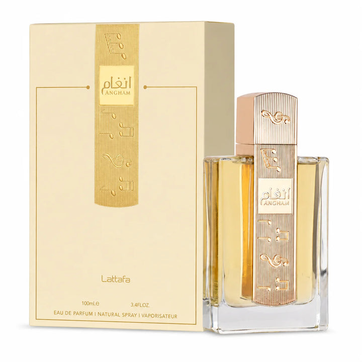 Lattafa Angham Eau de Parfum 3.4 Fl Oz (100ml) – Long Lasting Perfume for Women &amp; Men, Warm Vanilla Gourmand Fragrance with Ginger, Lavender, Praline, Cacao &amp; Amber