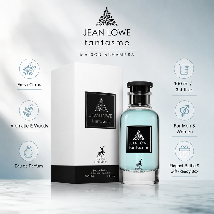 Maison Alhambra Jean Lowe Fantasme Eau de Parfum 3.4 Fl Oz (100ml) – Fresh Citrus, Aromatic &amp; Woody Fragrance – Long-Lasting EDP Spray for Men and Women
