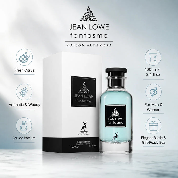 Maison Alhambra Jean Lowe Fantasme Eau de Parfum 3.4 Fl Oz (100ml) – Fresh Citrus, Aromatic &amp; Woody Fragrance – Long-Lasting EDP Spray for Men and Women