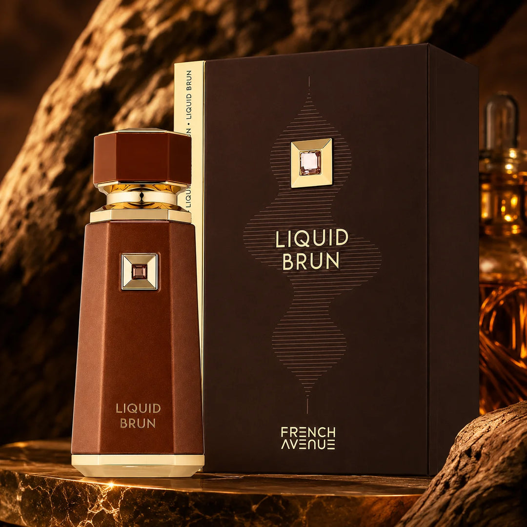 French Avenue Liquid Brun Eau de Parfum 3.4 Fl Oz (100ml) – Warm Vanilla, Cinnamon, Amber &amp; Woody Fragrance – Long-Lasting EDP Spray for Men