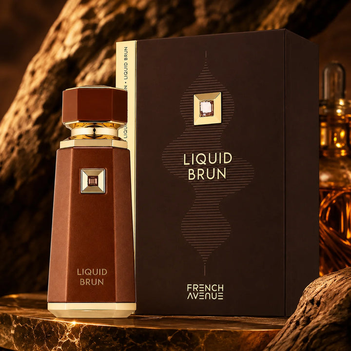 French Avenue Liquid Brun Eau de Parfum 3.4 Fl Oz (100ml) – Warm Vanilla, Cinnamon, Amber &amp; Woody Fragrance – Long-Lasting EDP Spray for Men