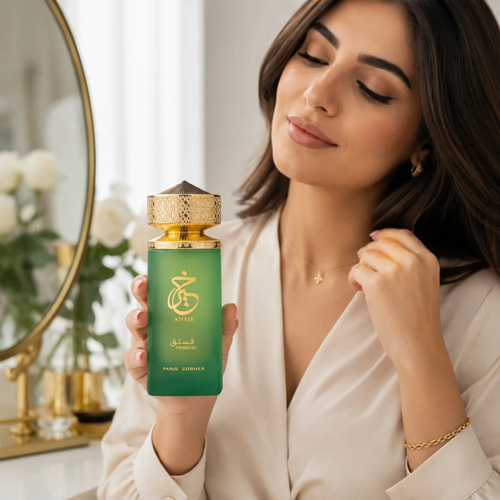 Paris Corner Khair Pistachio Eau de Parfum 3.4 Fl Oz (100ml) – Sweet Pistachio, Vanilla &amp; Creamy Gourmand Fragrance – Long-Lasting EDP Spray for Women and Men