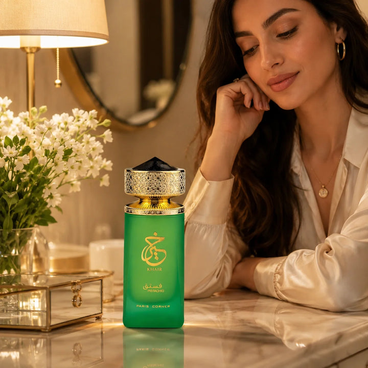 Paris Corner Khair Pistachio Eau de Parfum 3.4 Fl Oz (100ml) – Sweet Pistachio, Vanilla &amp; Creamy Gourmand Fragrance – Long-Lasting EDP Spray for Women and Men