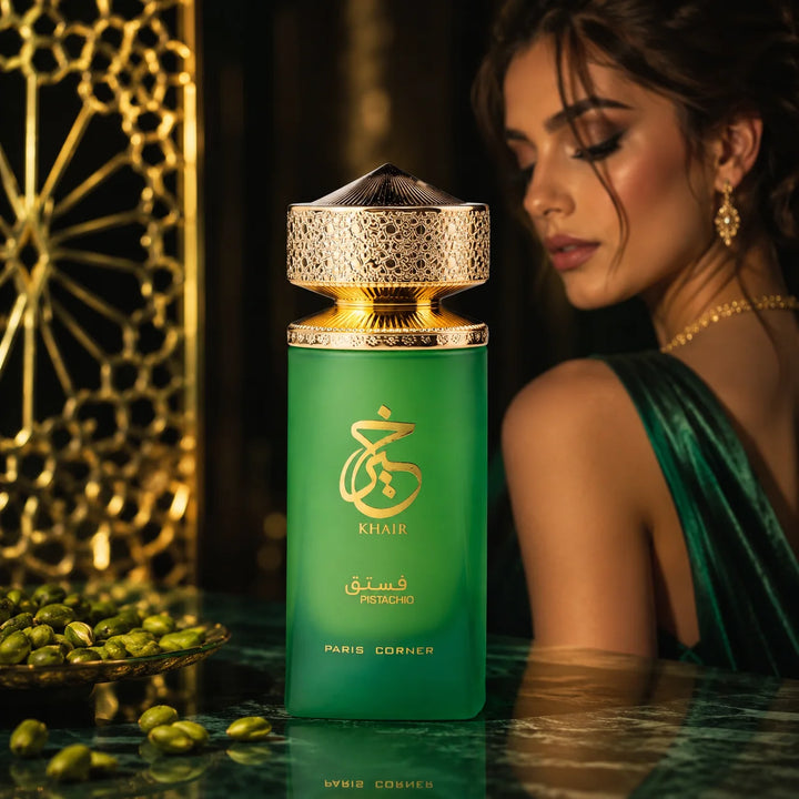 Paris Corner Khair Pistachio Eau de Parfum 3.4 Fl Oz (100ml) – Sweet Pistachio, Vanilla &amp; Creamy Gourmand Fragrance – Long-Lasting EDP Spray for Women and Men