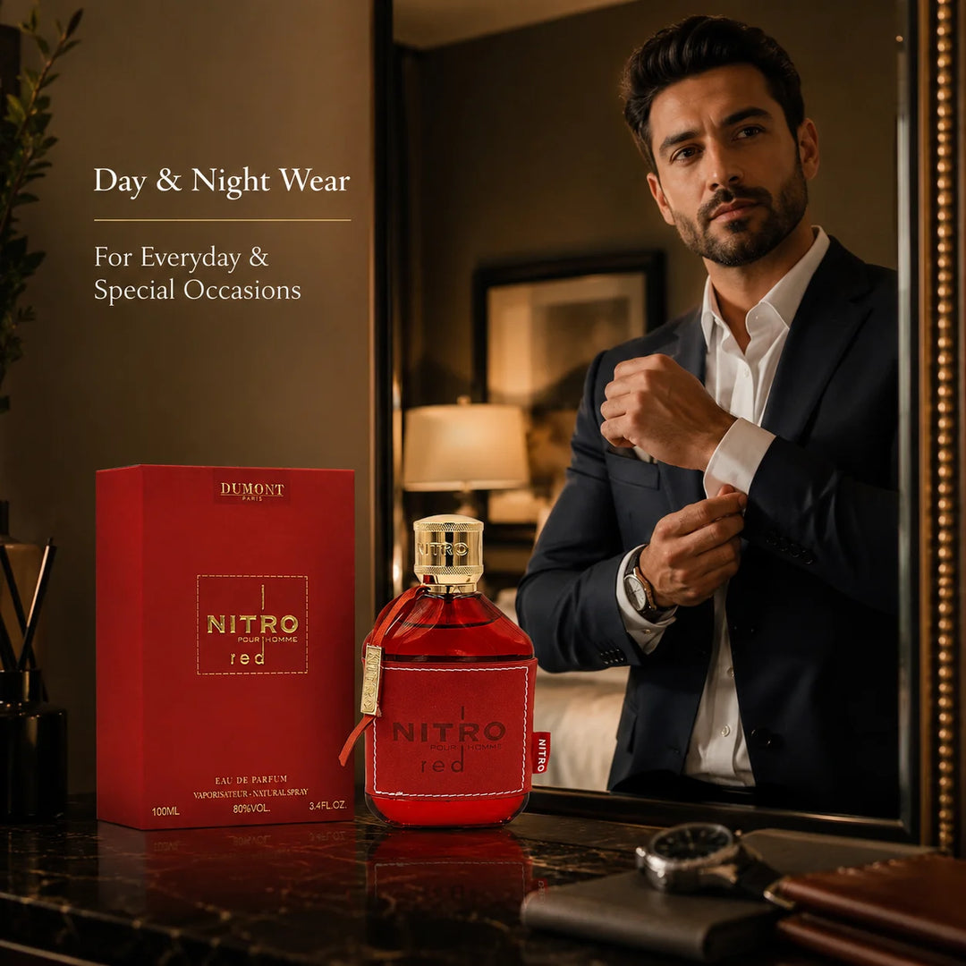 Dumont Nitro Red Pour Homme Eau de Parfum 3.4 Fl Oz (100ml) – Fruity, Citrus, Sweet &amp; Woody Men’s Fragrance – Long-Lasting EDP Natural Spray for Men