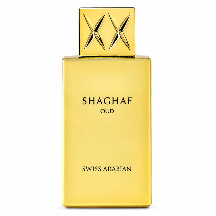 Swiss Arabian Shaghaf Oud Eau de Parfum 2.5 Fl Oz (75ml) – Oud, Saffron, Rose, Praline &amp; Vanilla Fragrance – Warm Oriental Gourmand EDP Spray for Women and Men
