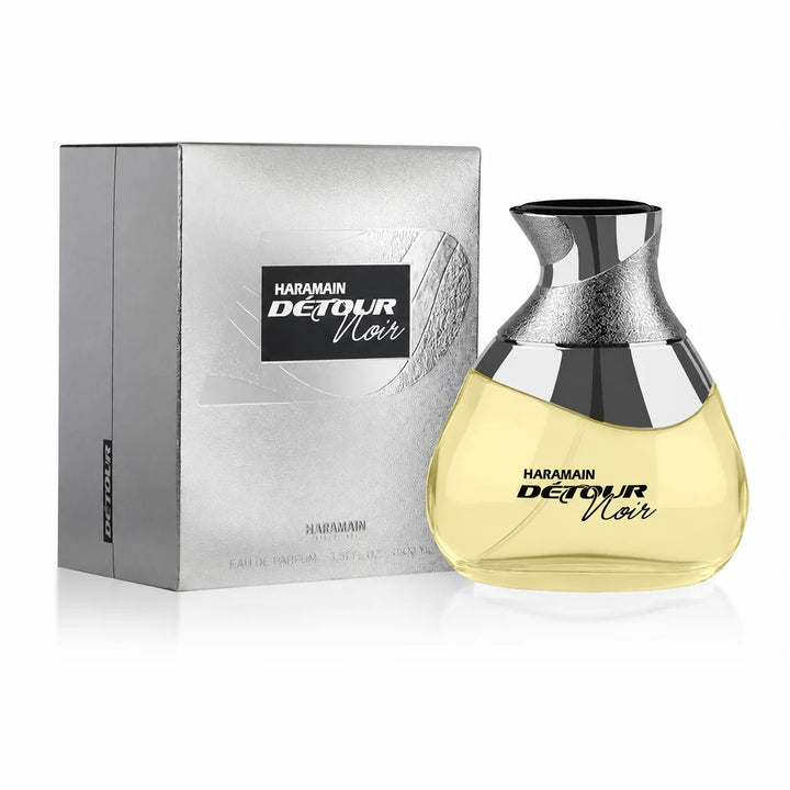 Al Haramain Detour Noir Eau de Parfum 3.33 Fl Oz (100ml) – Aromatic Spicy Vanilla Fragrance for Men – Apple, Lavender, Amber, Vanilla &amp; Woody Notes – Long Lasting EDP Spray