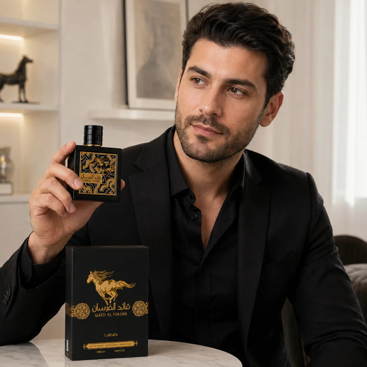 Lattafa Qaed Al Fursan Eau de Parfum 3.04 Fl Oz (90ml) – Aromatic Fruity Woody Fragrance for Men – Pineapple, Saffron, Jasmine, Cedar &amp; Amber Notes
