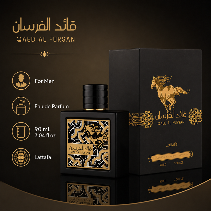 Lattafa Qaed Al Fursan Eau de Parfum 3.04 Fl Oz (90ml) – Aromatic Fruity Woody Fragrance for Men – Pineapple, Saffron, Jasmine, Cedar &amp; Amber Notes