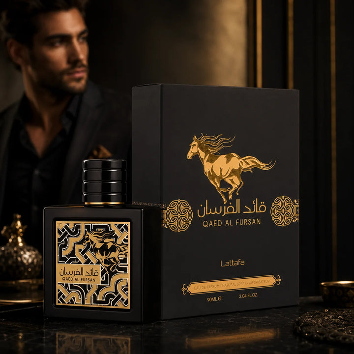 Lattafa Qaed Al Fursan Eau de Parfum 3.04 Fl Oz (90ml) – Aromatic Fruity Woody Fragrance for Men – Pineapple, Saffron, Jasmine, Cedar &amp; Amber Notes