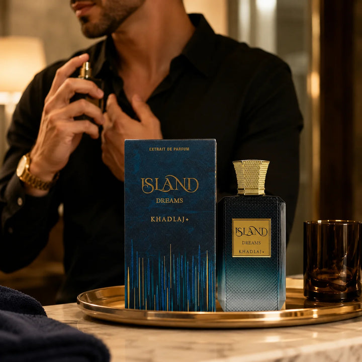 Khadlaj Island Dreams Extrait de Parfum – 3.4 Fl Oz (100ml) – Tropical Fruity Gourmand Fragrance for Men &amp; Women – Coconut, Pineapple, Vanilla &amp; Amber – Long Lasting Unisex Perfume Spray