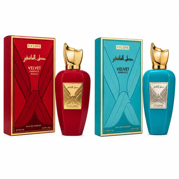 Velvet Embrace Red & Blue Eau de Parfum 2-Piece Set for Men & Women, 100ml / 3.4 Fl Oz Each, Long Lasting Unisex Perfume Spray, Fragrance Gift Set
