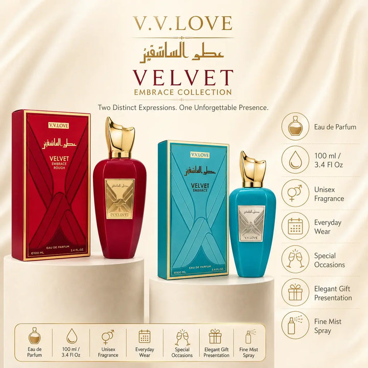 Velvet Embrace Red &amp; Blue Eau de Parfum 2-Piece Set for Men &amp; Women, 100ml / 3.4 Fl Oz Each, Long Lasting Unisex Perfume Spray, Fragrance Gift Set