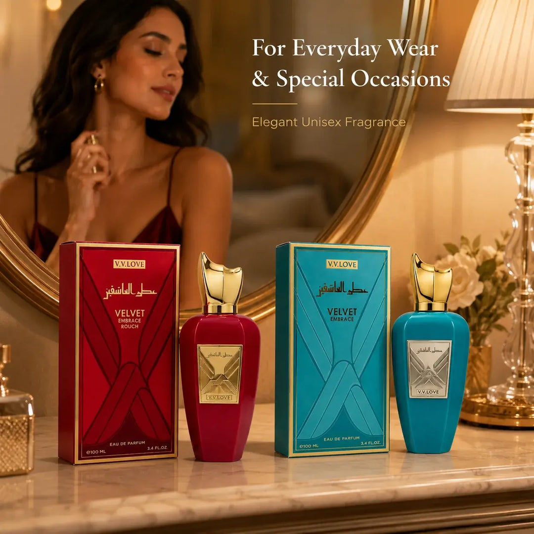 Velvet Embrace Red &amp; Blue Eau de Parfum 2-Piece Set for Men &amp; Women, 100ml / 3.4 Fl Oz Each, Long Lasting Unisex Perfume Spray, Fragrance Gift Set