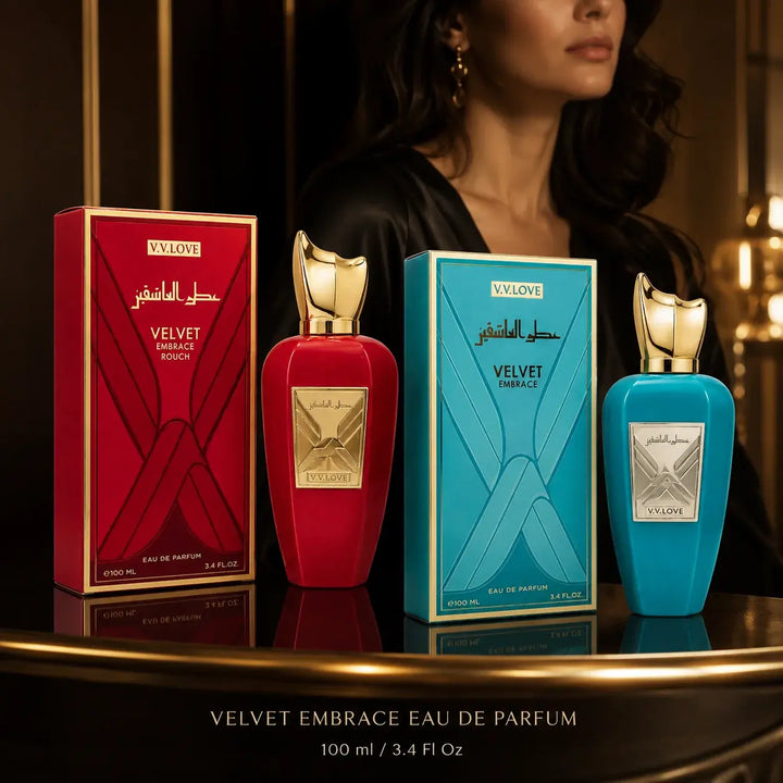 Velvet Embrace Red &amp; Blue Eau de Parfum 2-Piece Set for Men &amp; Women, 100ml / 3.4 Fl Oz Each, Long Lasting Unisex Perfume Spray, Fragrance Gift Set