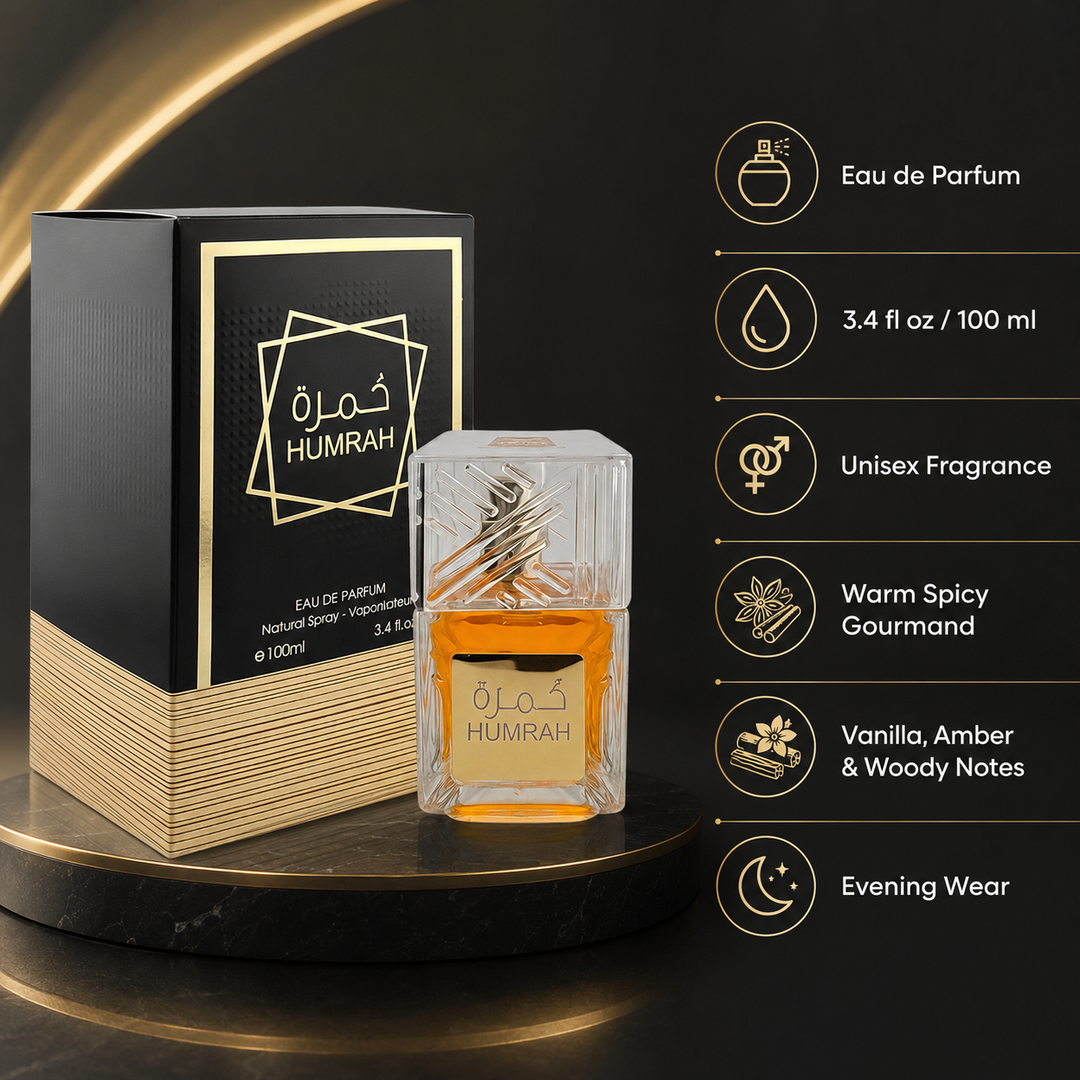 Humrah Eau de Parfum 3.4 oz (100 ml) – Unisex Warm Spicy Gourmand Fragrance – Long Lasting Sweet Woody Perfume with Vanilla, Amber &amp; Spiced Notes – Rich Evening Scent for Men &amp; Women