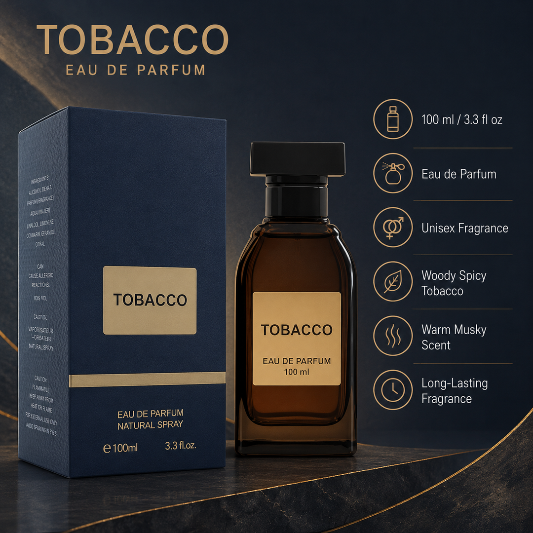 Tobacco Perfume 3.3 oz (100 ml) Eau de Parfum Spray – Woody Spicy Tobacco Fragrance, Long Lasting Unisex Perfume, Warm Musky Cologne for Men &amp; Women, Rich Smoky Scent Gift