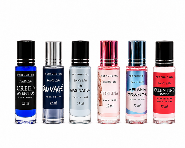 Assorted Couple 6-Pack Luxury-Inspired Perfume Oils for Men &amp; Women | Long-Lasting Roll-On Fragrances | 12ml