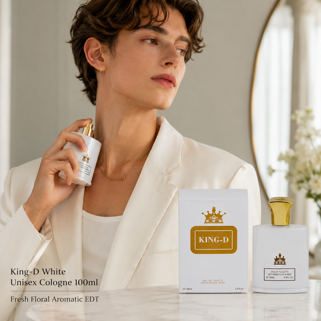 King-D White Unisex Cologne 100ml | Fresh Floral Aromatic EDT