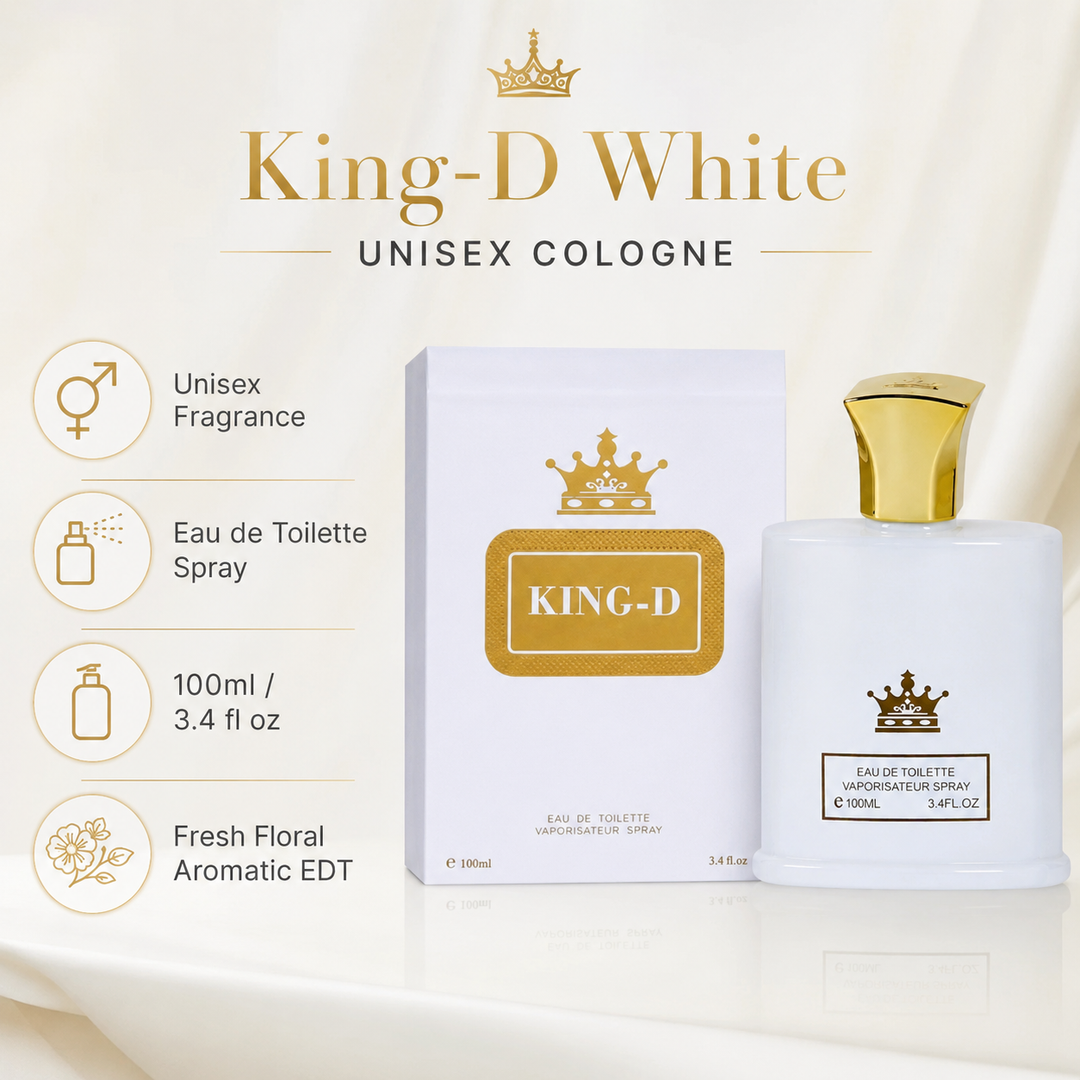 King-D White Unisex Cologne 100ml | Fresh Floral Aromatic EDT