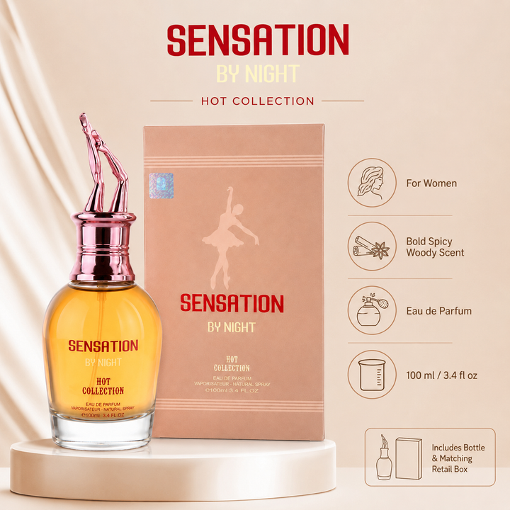 Sensation By Night 3.4 oz EDP for Women | Bold Spicy Woody Scent
