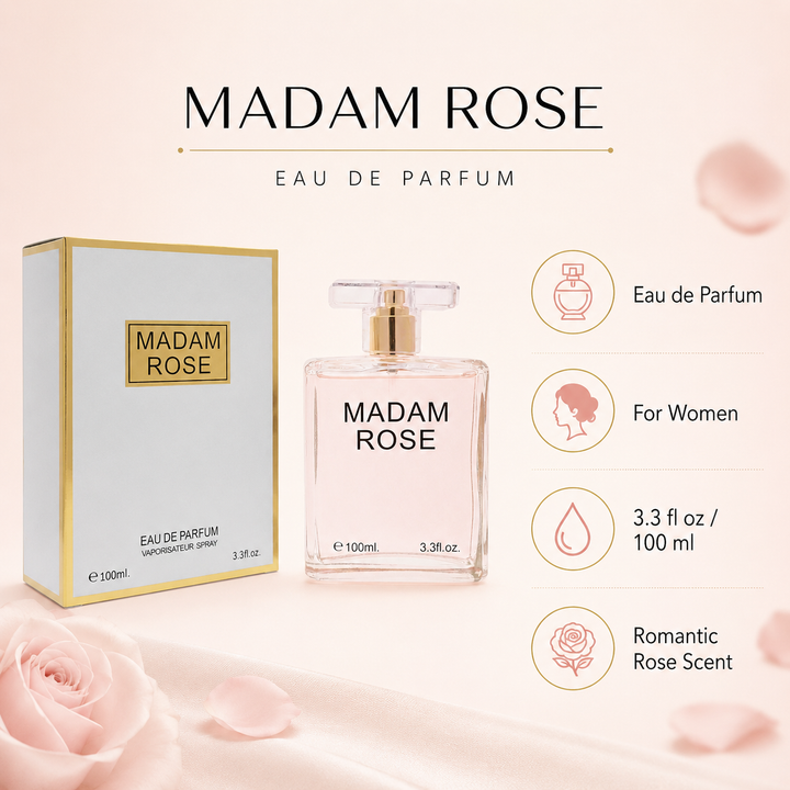 Madam Rose 3.3 oz Eau de Parfum for Women | Romantic Rose Scent