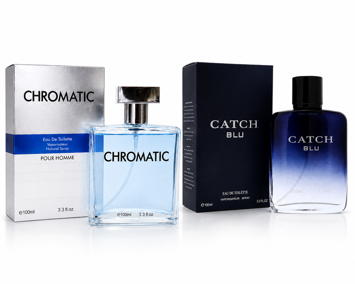 Chromatic &amp; Catch Blu Cologne Gift Set for Men – 2 Piece Long Lasting Eau de Toilette Fragrance Bundle, Fresh Citrus Woody Aromatic Men&