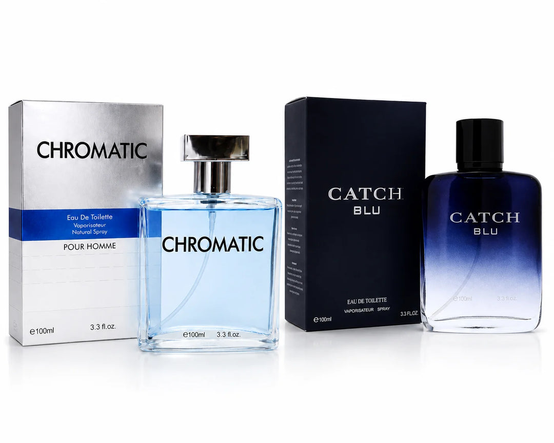 Chromatic &amp; Catch Blu Cologne Gift Set for Men – 2 Piece Long Lasting Eau de Toilette Fragrance Bundle, Fresh Citrus Woody Aromatic Men&