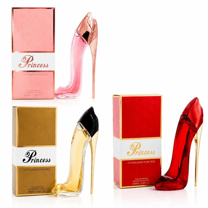 Princess Luxury High Heel Perfume Gift Set for Women – 3 Piece Eau de Parfum Bundle, Pink, Gold &amp; Red Long Lasting Floral, Oriental &amp; Gourmand Fragrance Collection, Women&