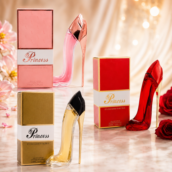 Princess Luxury High Heel Perfume Gift Set for Women – 3 Piece Eau de Parfum Bundle, Pink, Gold & Red Long Lasting Floral, Oriental & Gourmand Fragrance Collection, Women's Perfume Gift Set