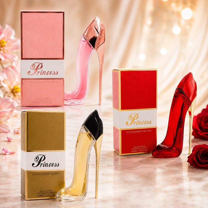 Princess Luxury High Heel Perfume Gift Set for Women – 3 Piece Eau de Parfum Bundle, Pink, Gold &amp; Red Long Lasting Floral, Oriental &amp; Gourmand Fragrance Collection, Women&